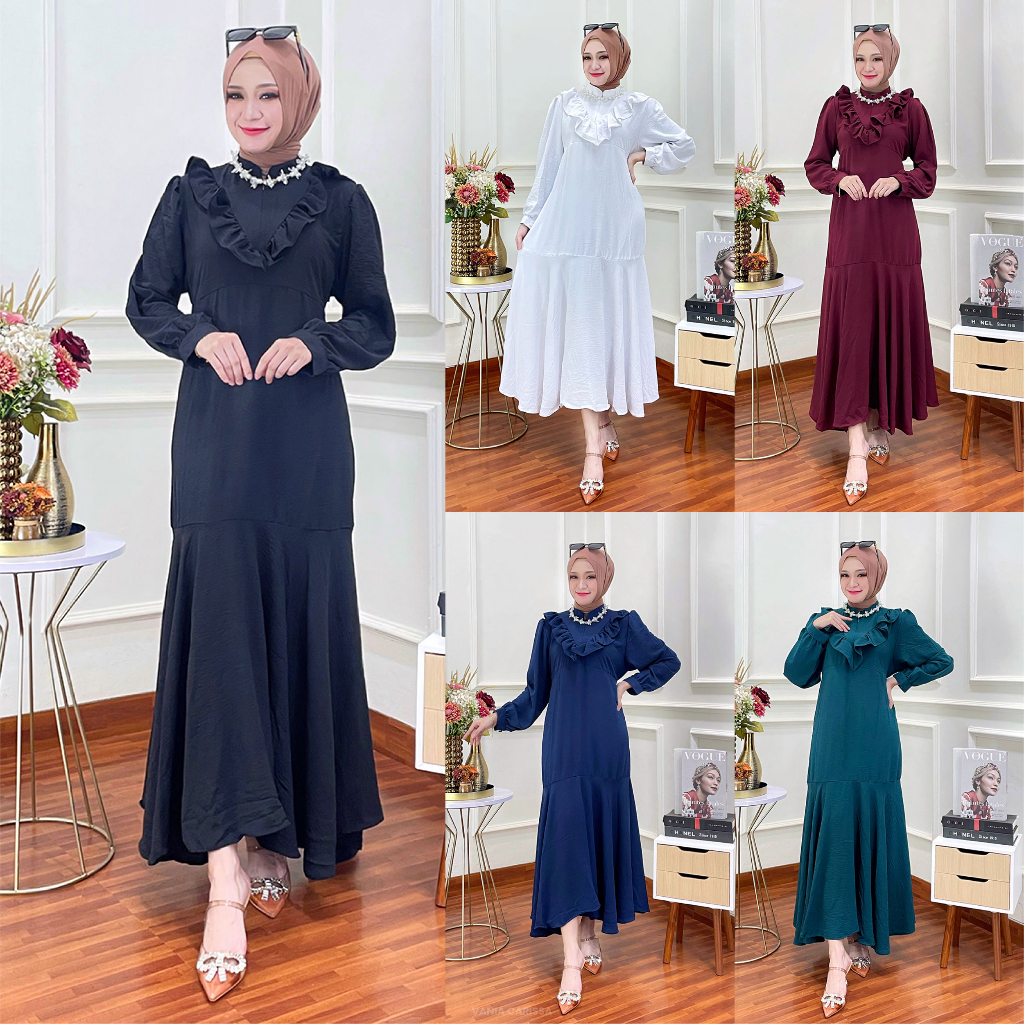 Maxi Dress Mermaid Bahan Crinkle Airflow - Vania Carissa