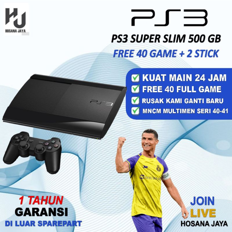 Ps3 Super Slim 1TB + 2 Stik getar Ori + Full game Terbaru Promo spesial