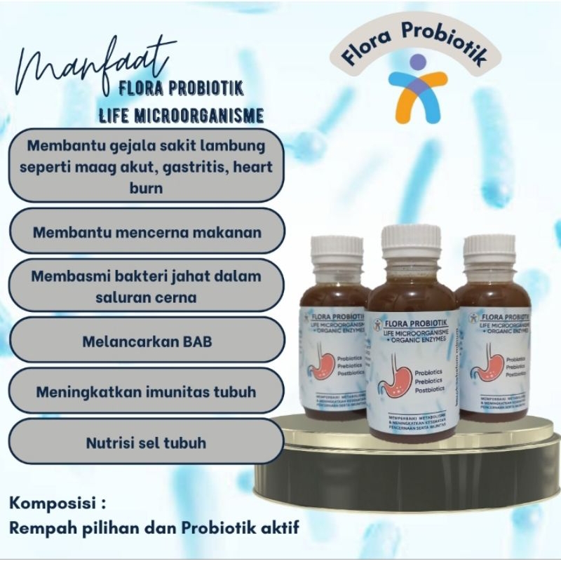 

Probiotik lambung Flora 150 ml, Probiotik+herbal,nutrisi pendukung kesehatan pencernaan