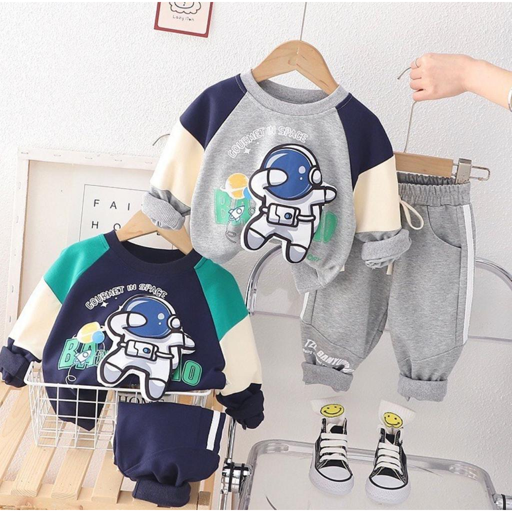 Setelan Baju Sweater Bebyyterry Flecce Anak Laki-laki Umur 1-5 Tahun Terbaru