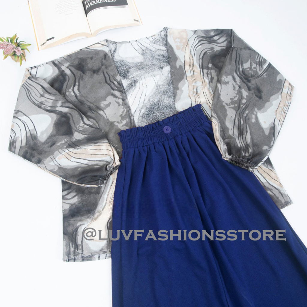 IL - SET OUTHER MOTIF VINTAGE COMBI KULOT KANCING WANITA / ONESET CARDIGAN WANITA MOTIF VINTAGE