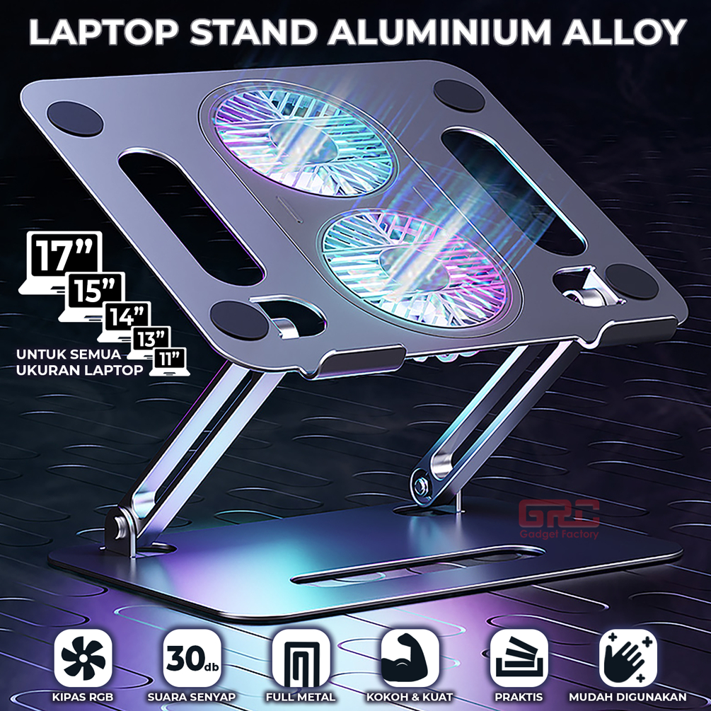 Cooling Pad Laptop Stand RGB Fan Pendingin Laptop Tatakan Meja Cooler