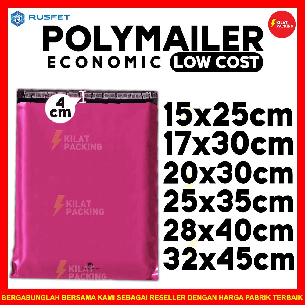 

Amplop plastik low cost packing baju kado polymailer warna pink pack