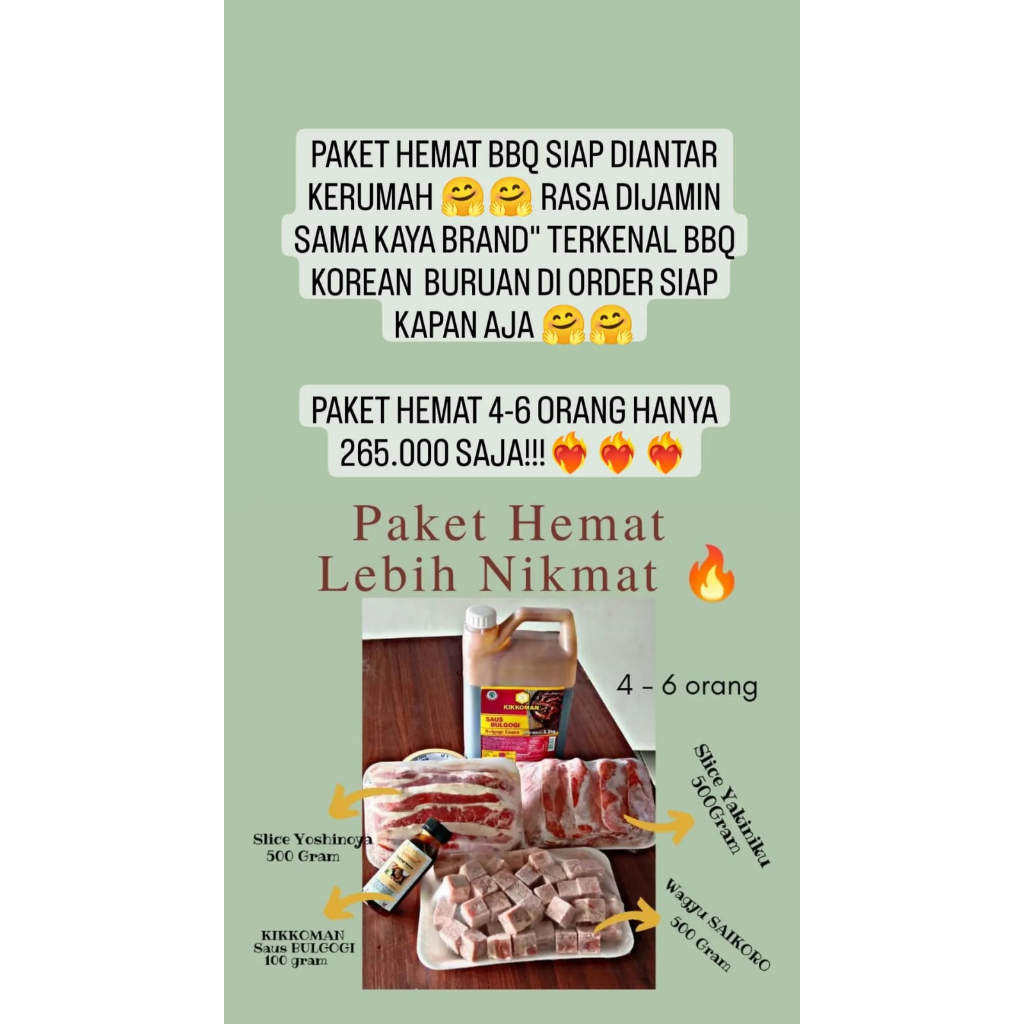 

PAKET HEMAT BBQ SIAP DIANTAR KERUMAH