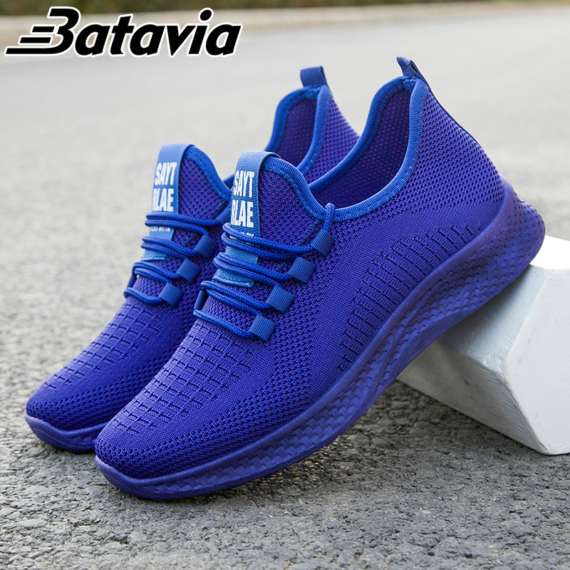 Batavia baru fashion sepatu pria olahraga nyaman blue pria rajut terbang yang hitam sepatu sekolah premium bernapas sepatu Pria B36