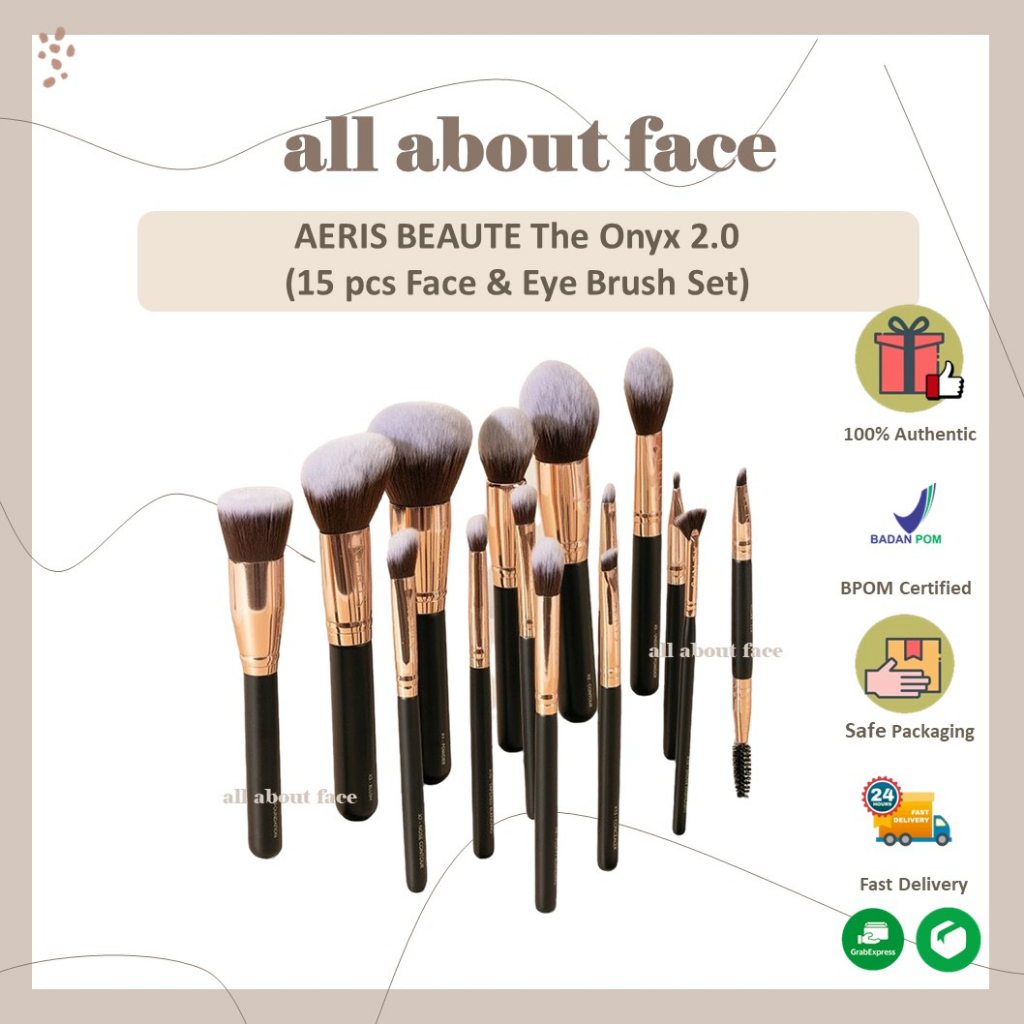 (READY) AERIS BEAUTE Onyx 15 Face &amp; Eye Brush Set 2.0 ORIGINAL