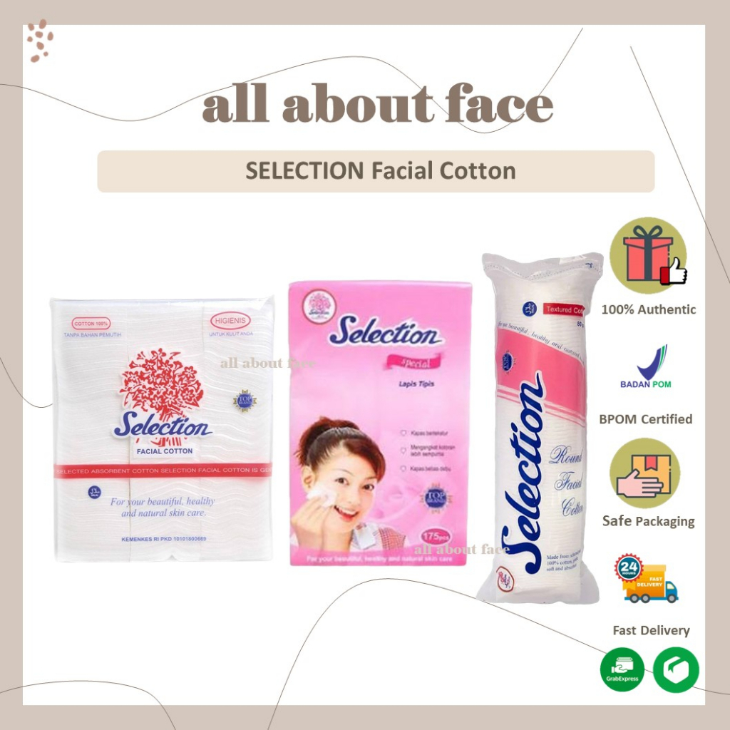 SELECTION Medisoft Facial Cotton | Kapas Kecantikan Tebal, Tipis, Oval, Bulat ORIGINAL