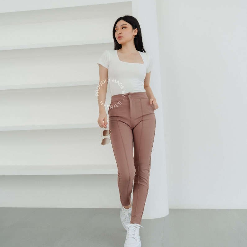 HYERIES COMFY ++ Haewon Highwaist Pants / Celana Panjang Wanita /  Ankle Pants / Celana Ankle / Long Pants / Celana Kerja Wanita / Slim Fit Pants / Celana Kasual Wanita / Celana Hitam / Celana Pensil Wanita / Celana Scuba / Celana Korea / Celana Kantor