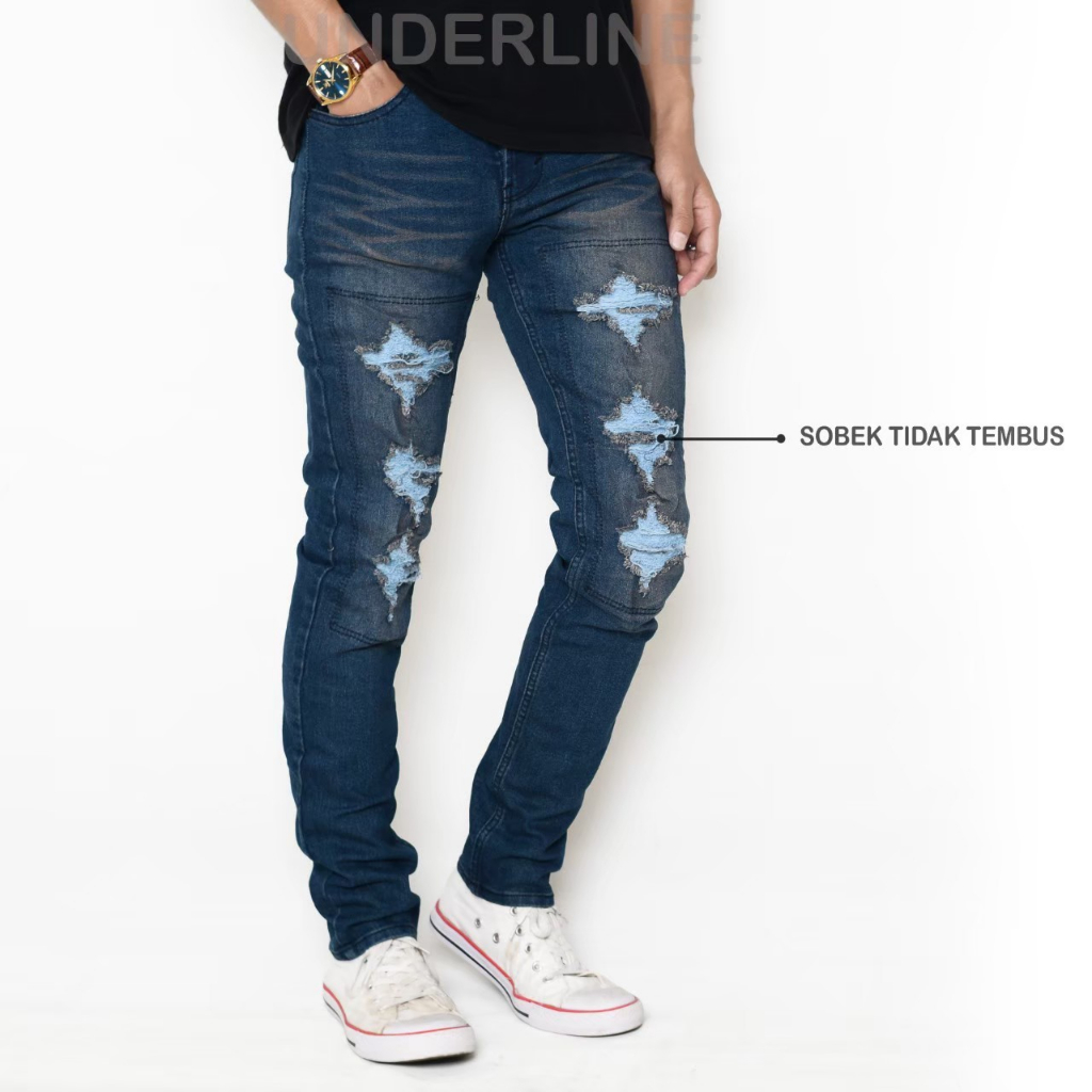 Celana Panjang Jeans Ripped Tidak Tembus Celana Jeans Slimfit