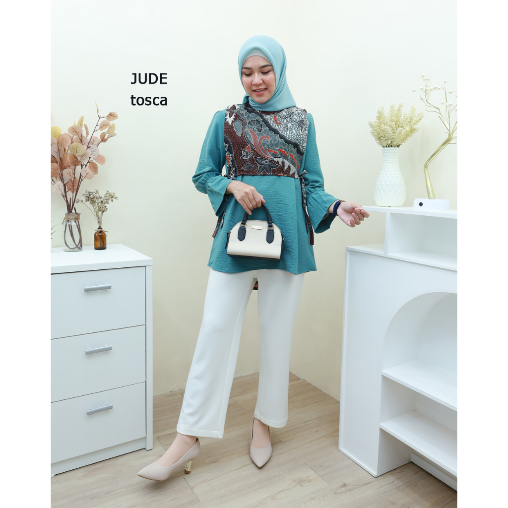 JUDE Blouse Dengan Vest Batik - Pakaian Wanita Terbaru by Hijab Mamah icis