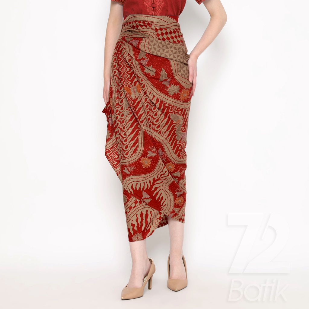 ROK BATIK SPAN Aurora Skirt Lilit Kebaya Instan Modern Wanita Motif Sungai Kupu Warna Merah 723202 Cap 72 - Rok Batik Lilit Bawahan Skirt Kamen Kebaya Songket Batik Panjang Plisket Span Instan Jadi Bali Lembaran Premium Modern Untuk Wanita Kondangan