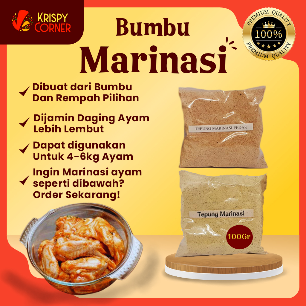 

Bumbu Marinasi Ayam Fried Chicken Tepung Biang Marinasi Ayam Tepung Kentucky kentaki Fried Chicken Shihlin Shilin KFC Gurih / Pedas 100gram