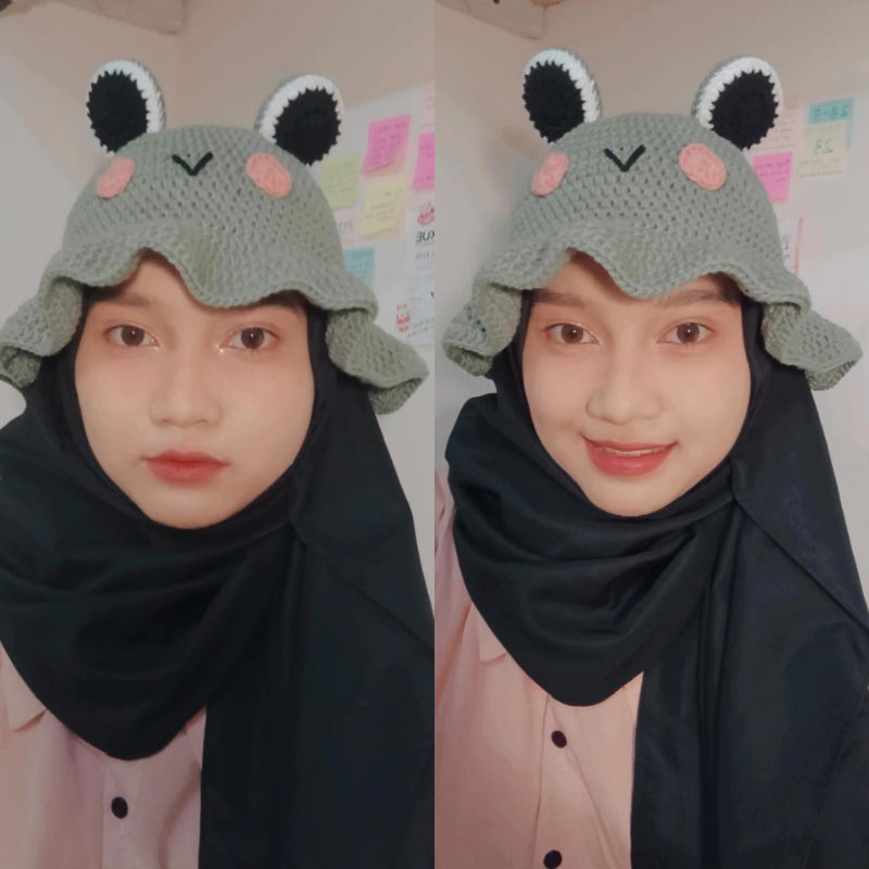 Topi Rajut | Bucket Hat Frog Crochet | Topi Kodok