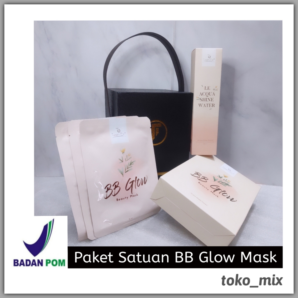 BB GLOW Beauty Mask &amp; Le Acquashine Water | BB Glow Mask Satuan | 1 Pc BB Glow Mask | 10Ml Le Acquashine Water | LVIORS