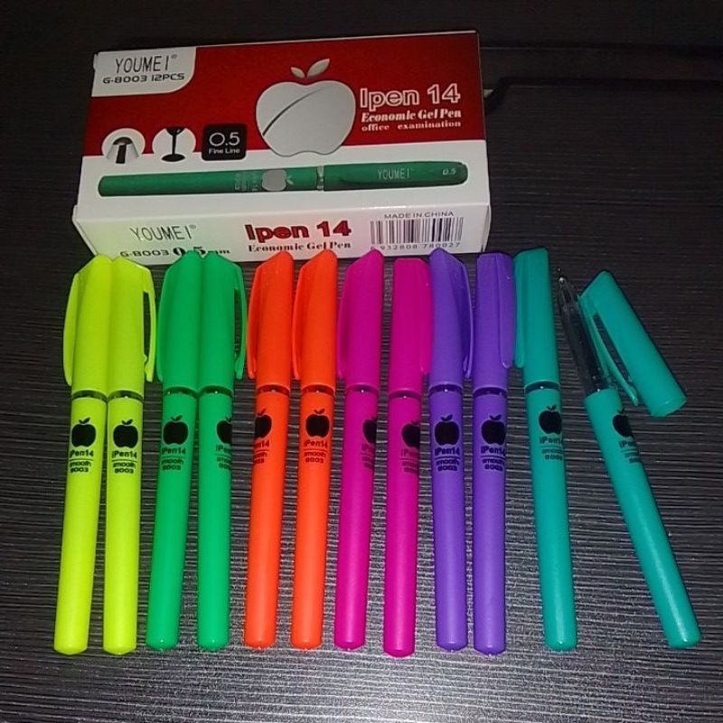 

(12 Pcs) Pulpen GeL ApeL/pen lpen Murah/bolpen Apple 0.5 isi tinta warna hitam