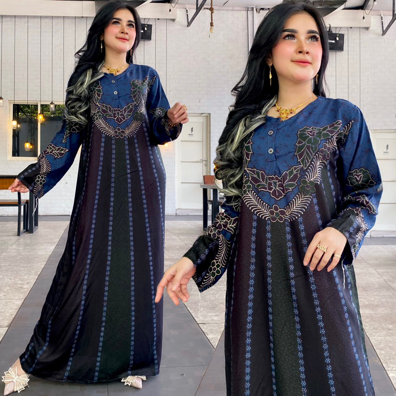 longdres syahrina lengan panjang kancing depan busui bumil murah adem