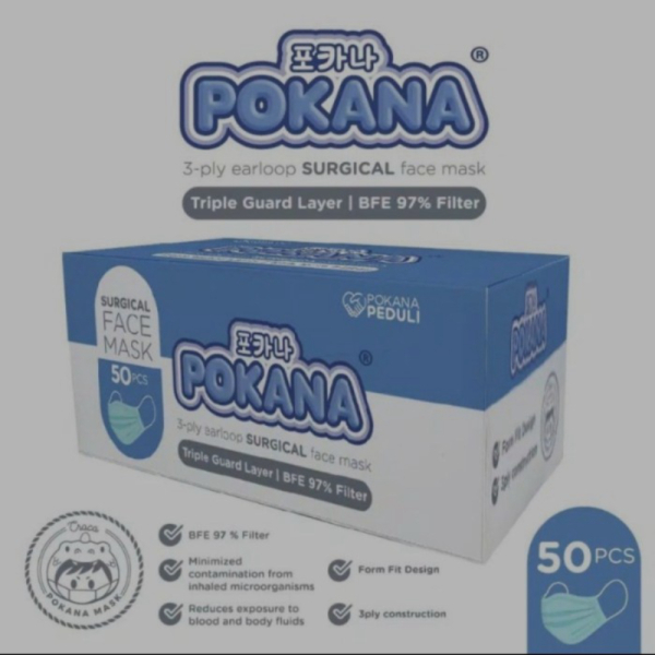 Unik Masker Medis POKANA Earloop 3 ply isi 30  50 bkn KN95 Duckbill KF94 - Isi 50 pcs Berkualitas