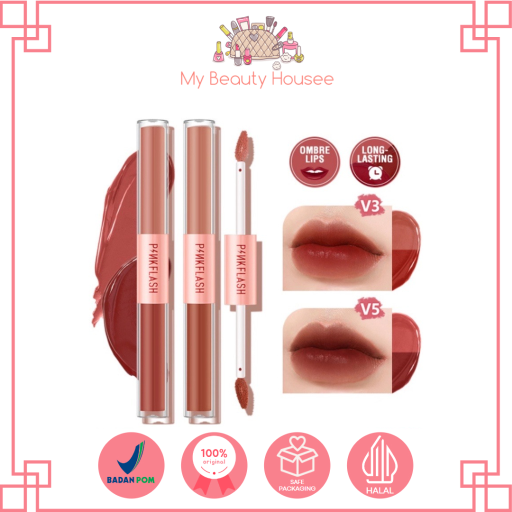 PINKFLASH DUO LIP GLOSS DOUBLE SENSE 2 IN 1 DUAL ENDED LIPSTICK OMBRE LIPS MATTE
