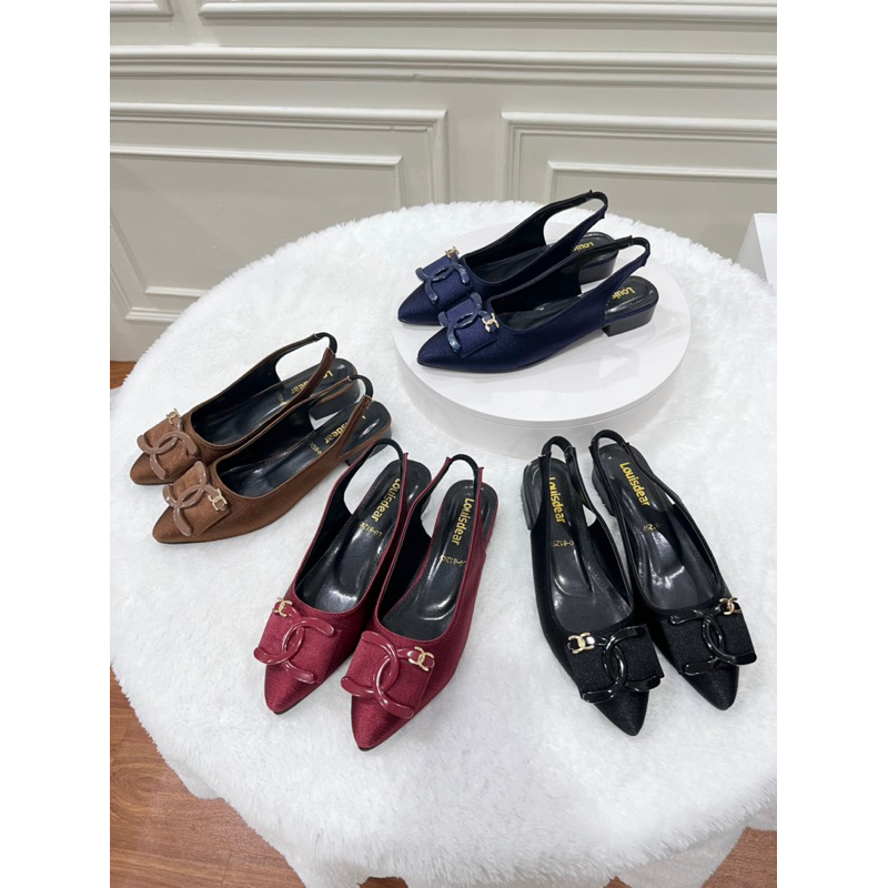 sepatu  flat shoes wanita kekinian terbaru Louisdear B105 bahan satin heel 2 cm