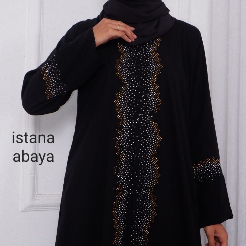 abaya humairoh swarovski dg rempel sifon bwh tumpuk 3susun cantik bgt real pic 100%