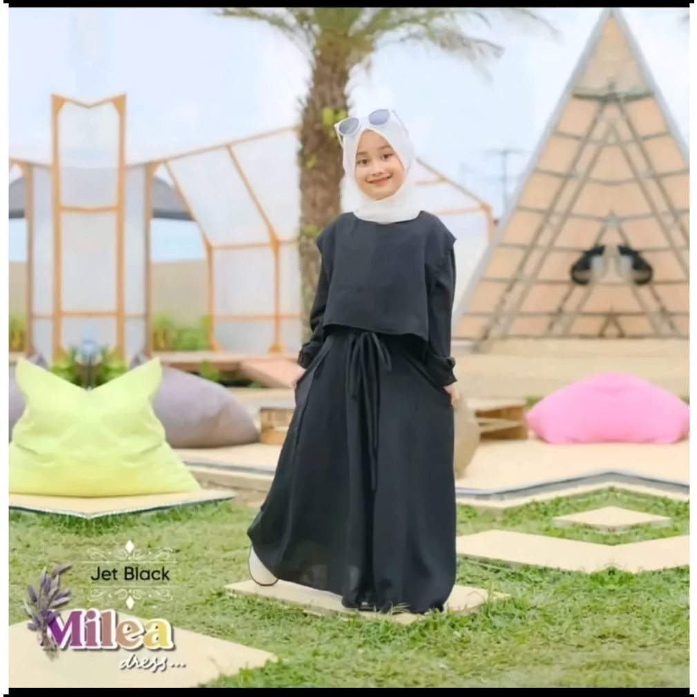 GAMIS MILEA ANAK BAHAN CRINCLE AIRFLOW / DRESS ANAK PEREMPUAN MUSLIMAH