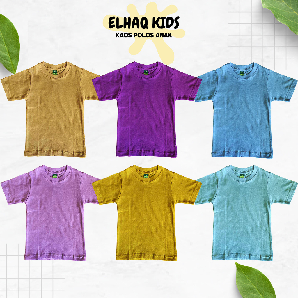 ELHAQ KIDS Kaos Polos Anak Bahan Full Cotton Adem Nyaman