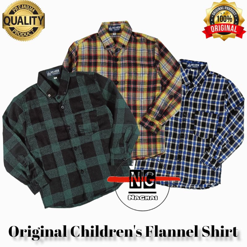 Baju Kemeja Flanel Anak Laki-laki / Perempuan  Lengan Panjang Usia 3-12 Tahun
