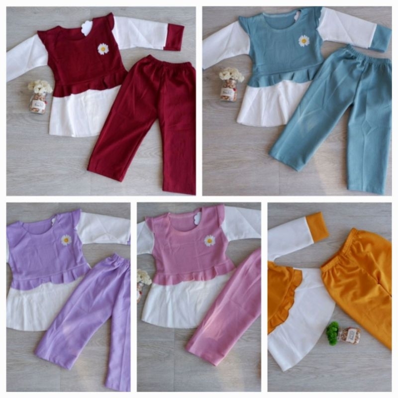 paket 10pcs setcel DAISY/ setelan baju anak/ baju anak terbaru/ baju anak kekinian/ setelan perempuan