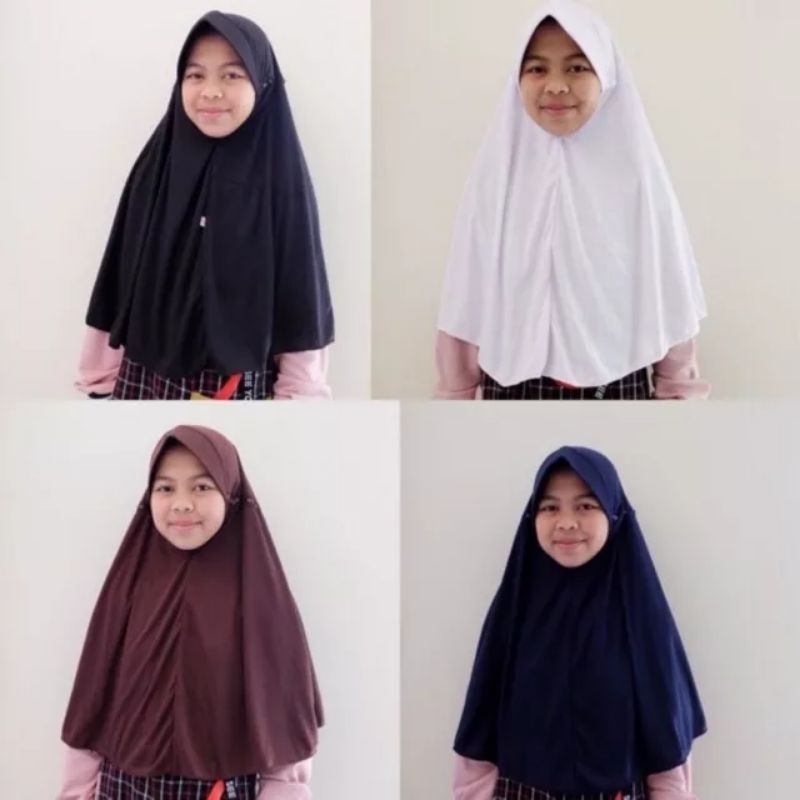 Kerudung Bergo Instant Anak SD Adem Menyerap Keringat