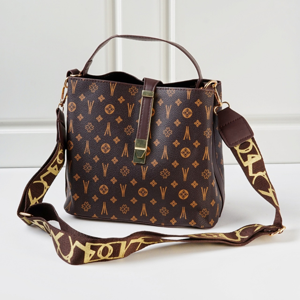 BJ15679 - BROWN/FLOWER/FIOM/SADINI MOTIF 1/MOTIF 2 - TAS SLEMPANG TOTEBAG HANDBAG WANITA FASHION IMPORT MODIS ELEGAN TERMURAH TERLARIS TERBARU BAGSTORE JAKARTA TAS BATAM EL5679 LT2079 ZC3633