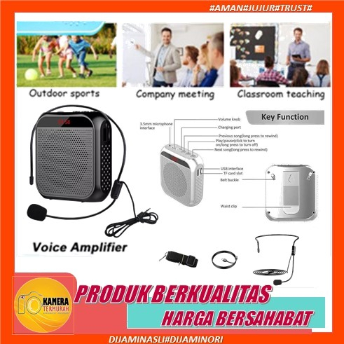 Speaker Megaphone Mini Guru Tour Guide Pidato Speaker Pinggang Dengan Kabel Audio Mic Headset