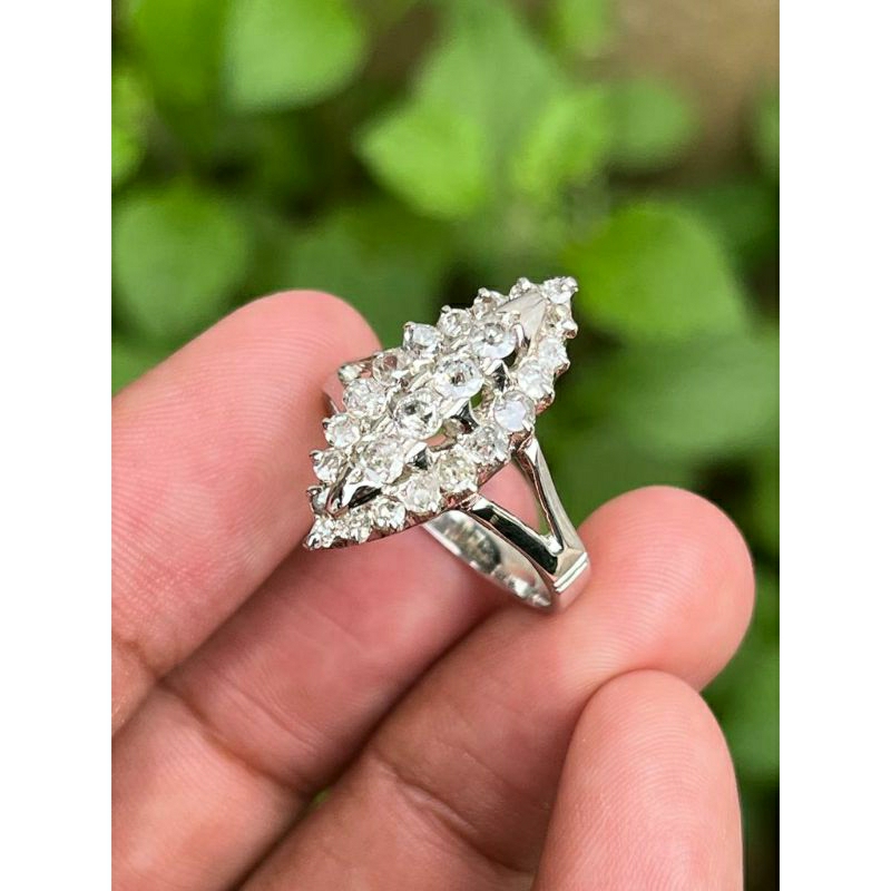 cincin emas putih asli berlian banjar model Sabit