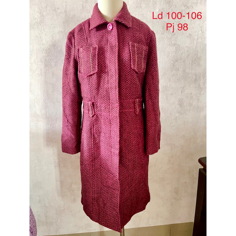 Winter Long coat wool pink keunguan mix coklat puring pink fanta