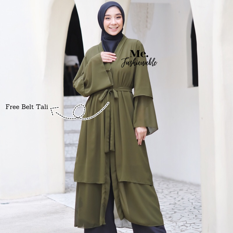 VIENA CARDIGAN RUFFLE PANJANG CERUTY FREE TALI TERPISAH / LONG CARDY UMPAK / CARDIGAN PANJANG UMPAK FREE BELT