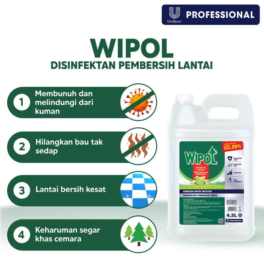 Pembersih Lantai* Wipol* Wipol Disinfektan* Aroma Sereh &amp; Jeruk *4.5 Ltr