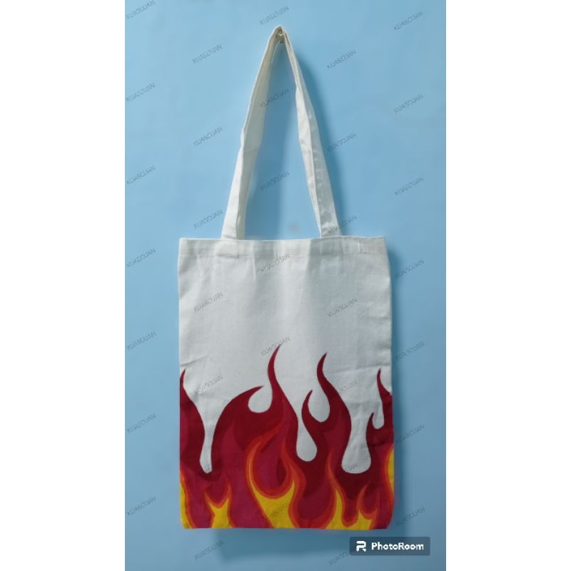 totebag lukis motif FIRE  (LIMITED) Bahan canvas asli no blacu2