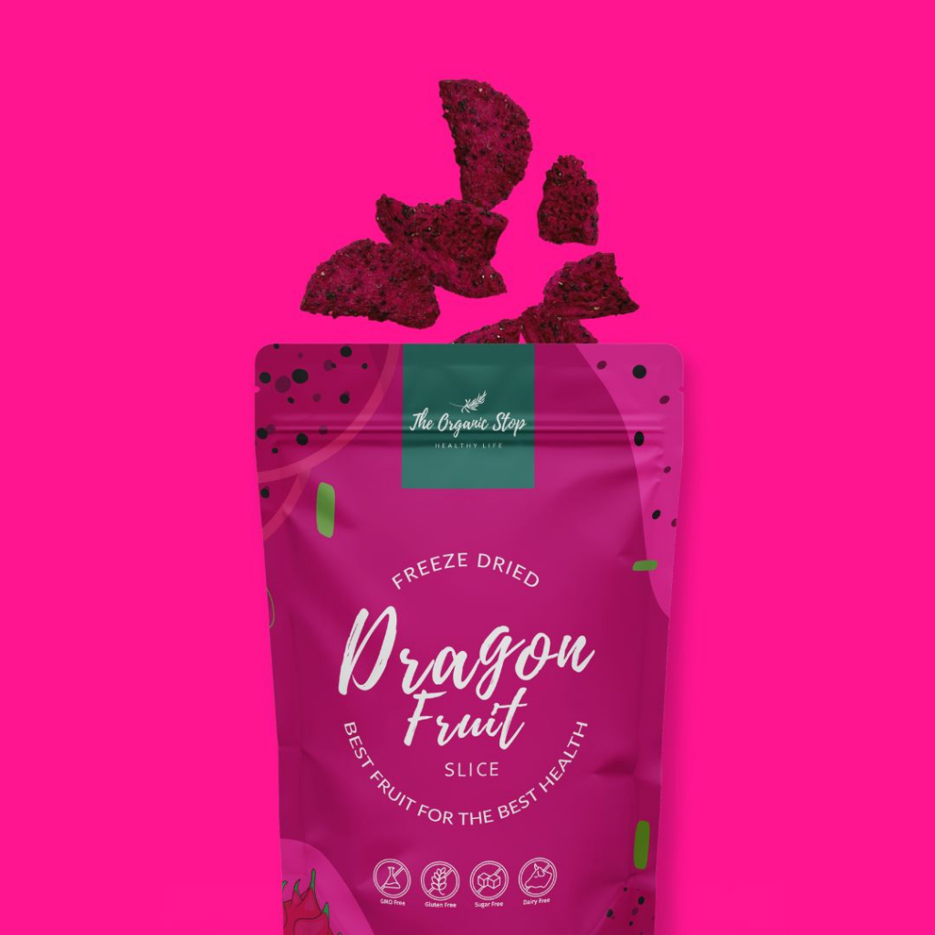 

TheOrganicStop Freeze Dried Dragon Fruit Buah Naga Snack Sehat Asli 14 gram