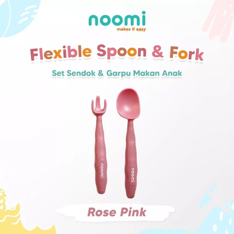 Noomi Flexible Spoon &amp; Fork/Set Sendok &amp; Garpu Makan Anak