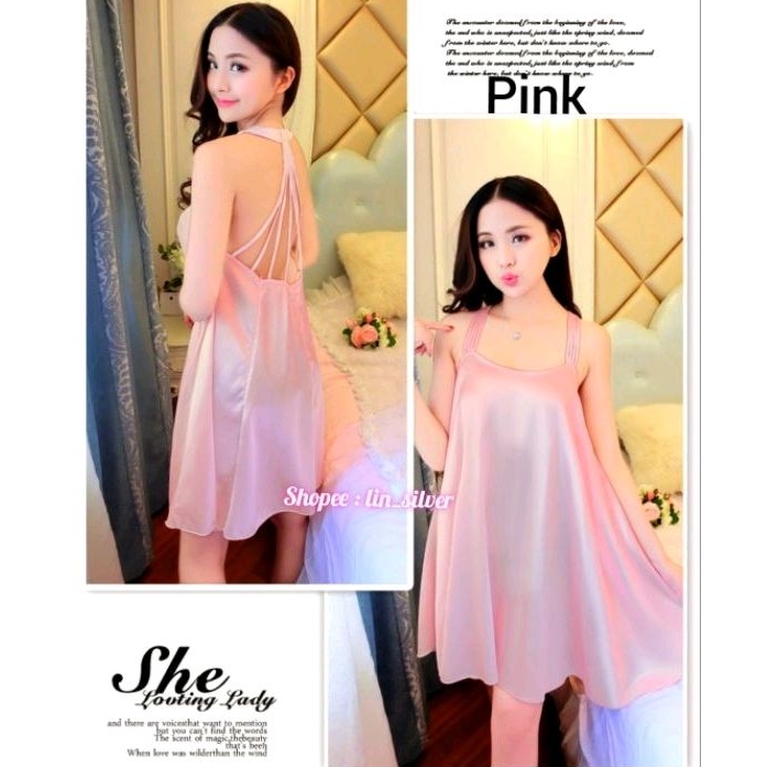 Lingerie Dress / Daster Baju Tidur Cantik Seksi Model Satin Mewah Big Size / Jumbo Wanita Cantik Sexy / Sexy Lingerie Dress L XL XXL