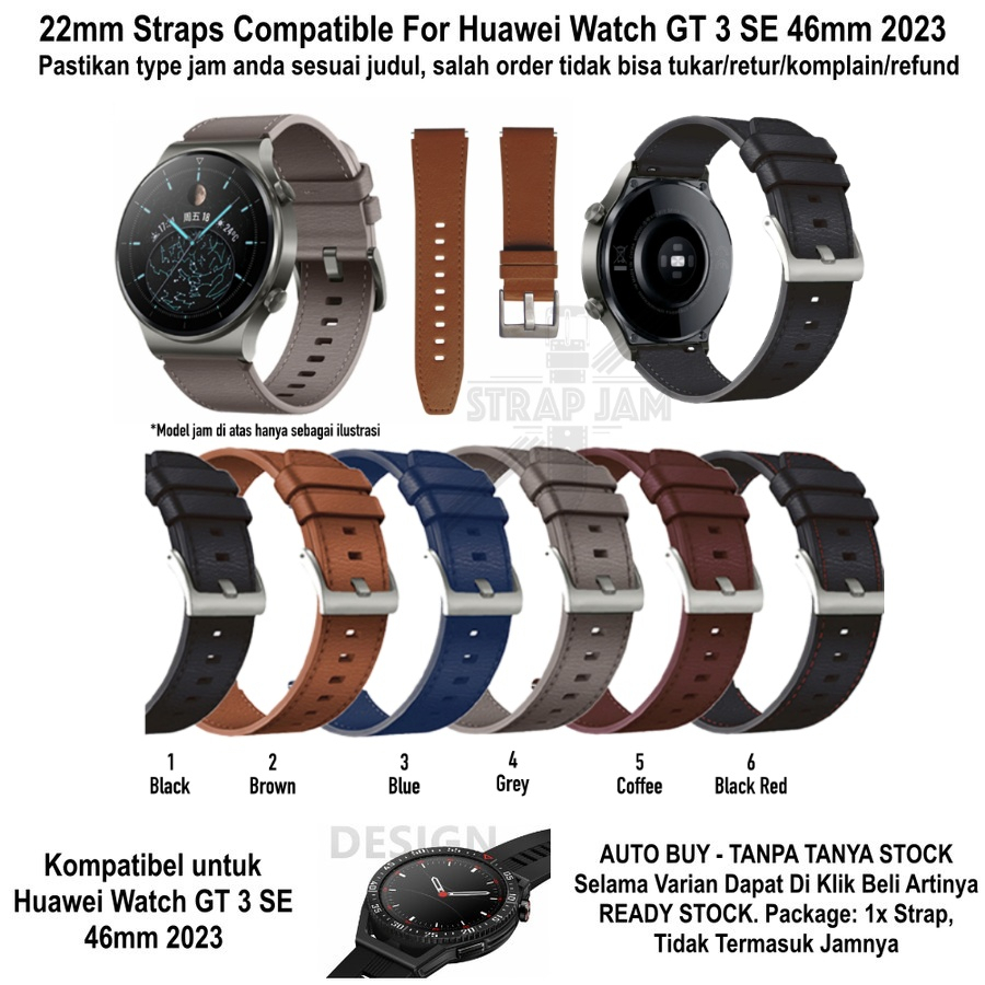 ZGT Tali Jam Huawei Watch GT3 GT 3 SE 46mm 2023 - Strap 22mm Leather Kulit Quick Release