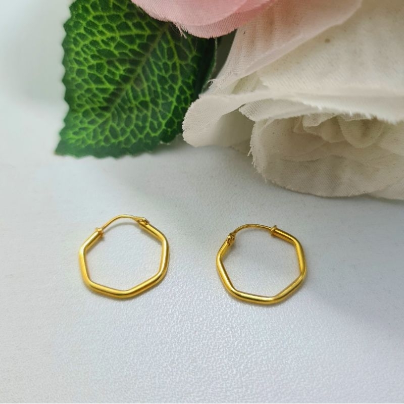 Anting Ring Emas Muda Segi 6 Setengah Gram