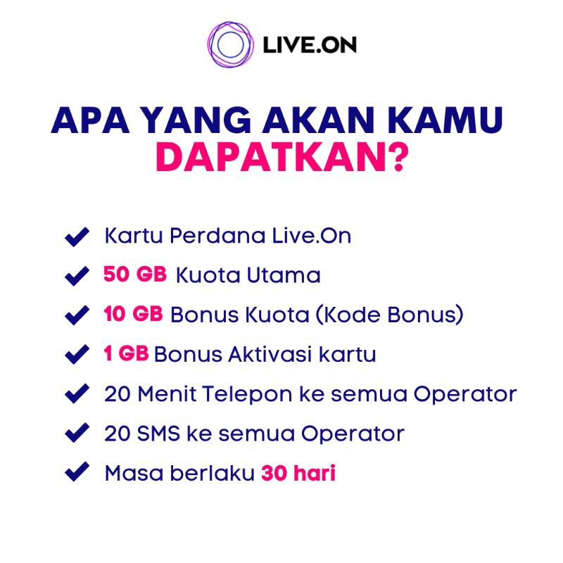 Kartu Perdana Live On XL Axiata 61GB (30 hari) | Gratis Ongkir COD