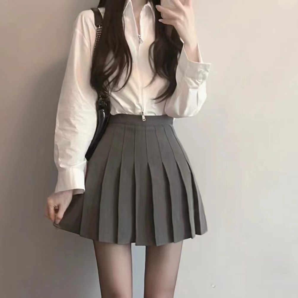 Skirt Mini Wanita Polos Rok Mini Pendek Korea Lipit Casual Skirt