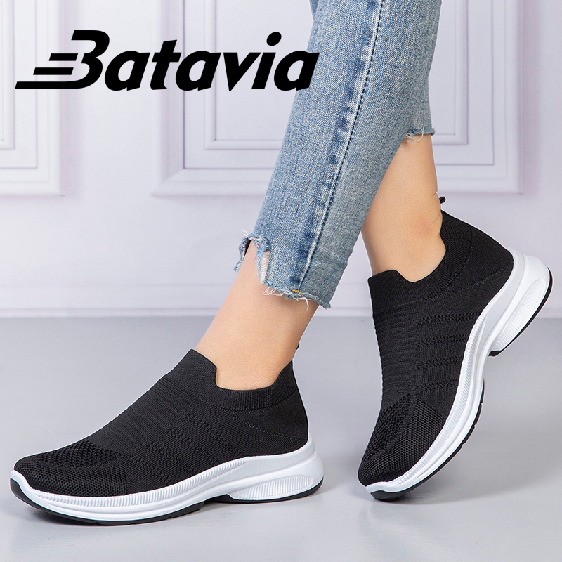 Batavia 2023 Sepatu olahraga impor premium perempuan terbaru rajut adem antislip antiaus sepatu lari anak perempuan  Batavia Shoes Fashion  Sport  Original Pink Hitam Abu  kanvas  sekolah korea  A106