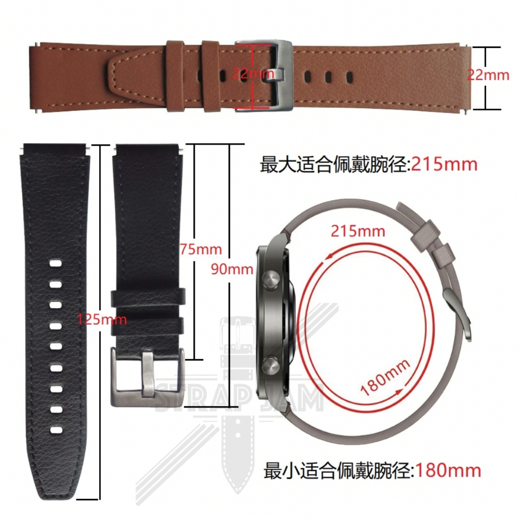 ZGT Tali Jam Huawei Watch GT Runner - Strap 22mm Leather Kulit Quick Release