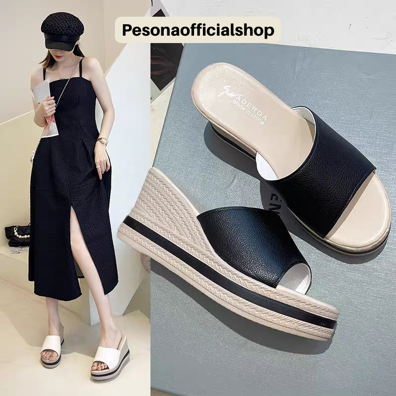 COD POS 572 Sandal Slip On Wedges Wanita Import Premium