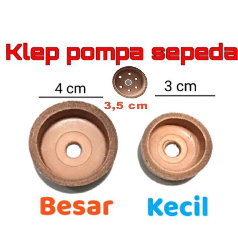 Klep Pompa Sepeda Bahan Kulit Pompa Angin Diameter Ukuran 3cm, 3.5cm, 4 Cm Klep Pompa Tabung Spon Seal