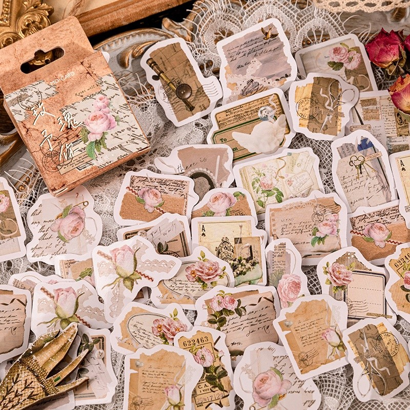 

46 Pcs Sticker Pack Rose For You Stiker Cute Vintage Scrapbook Stiker