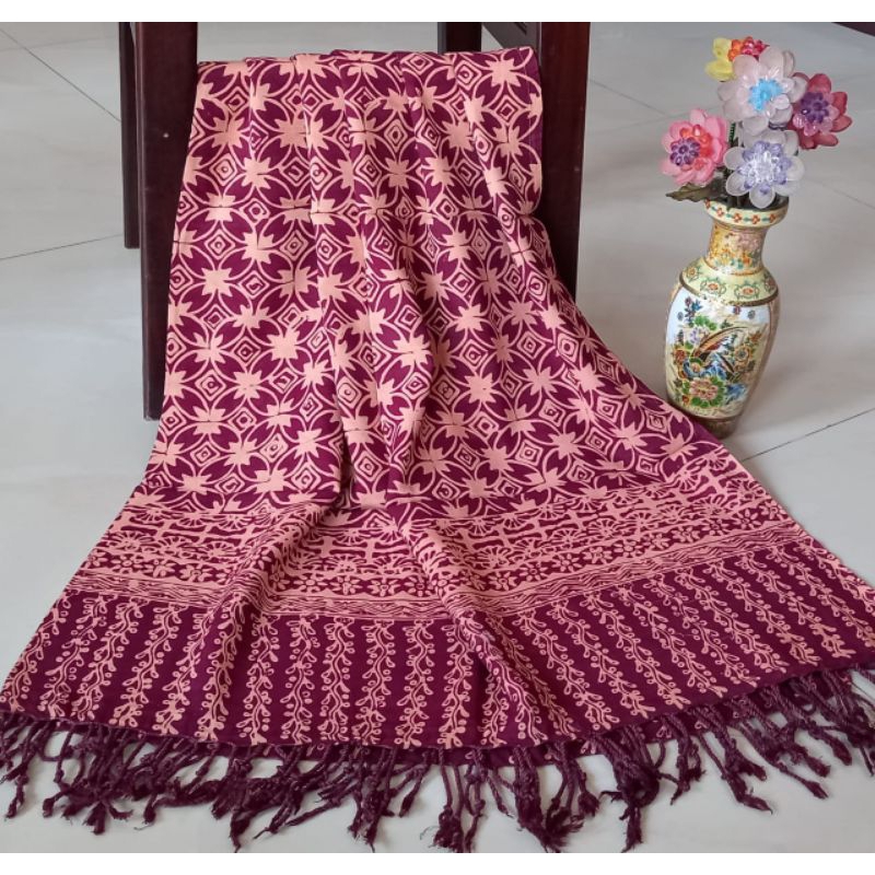 kain selendang batik cap khas trusmi cirebon bahan paris
