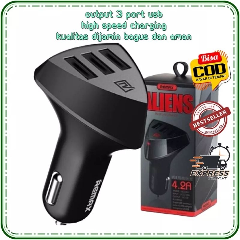 Saver Car Charger Mobil Output 3 USB Alien RCC304 Series Port Fast Charging 4.2A Charge Casan Mobil